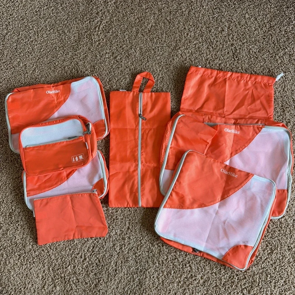 OlarHike Orange 8-Piece Travel Packing Cubes Organizer Bags Pouches Mixed Sizes